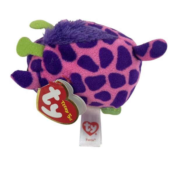 Teeny Ty’s Ferris & Mabs Giraffe 4" Plush Lot of 2 Green Purple Glitter Eyes - Picture 5 of 6